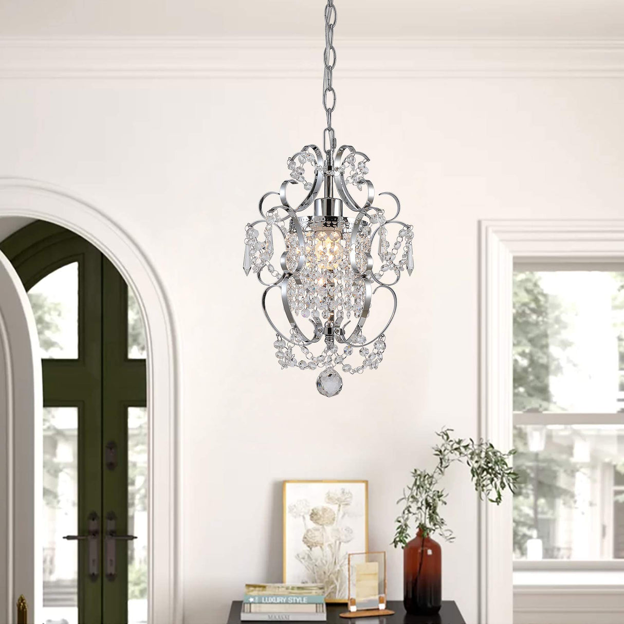 Plug in Chandelier Hanging Light Fixture with 14.27 Ft Hanging Cord and On/Off Switch