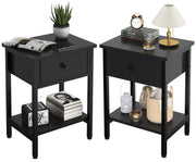 Wood Metal Night Stand, Easy to Assemble, Black