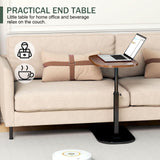 C Table End Table,Skinny Side Table Adjustable Height,360°Swivel TV Tray Table