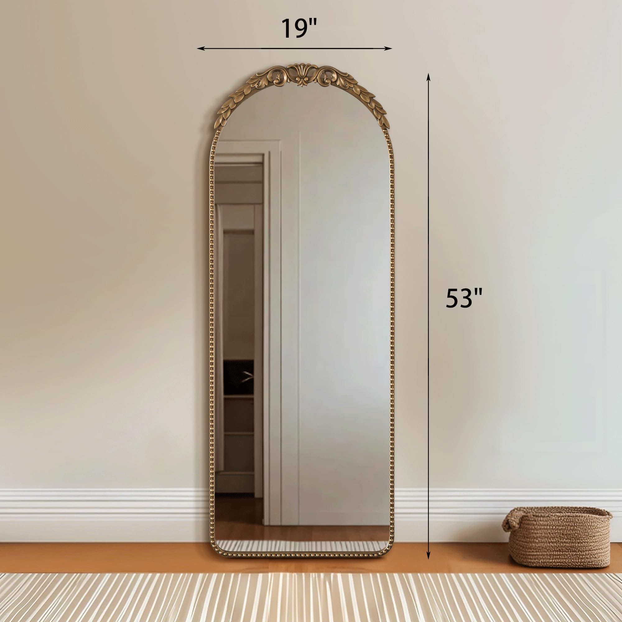 Gold Full Length Mirror 53x19 - Ornate Baroque Antique Floor Mirror