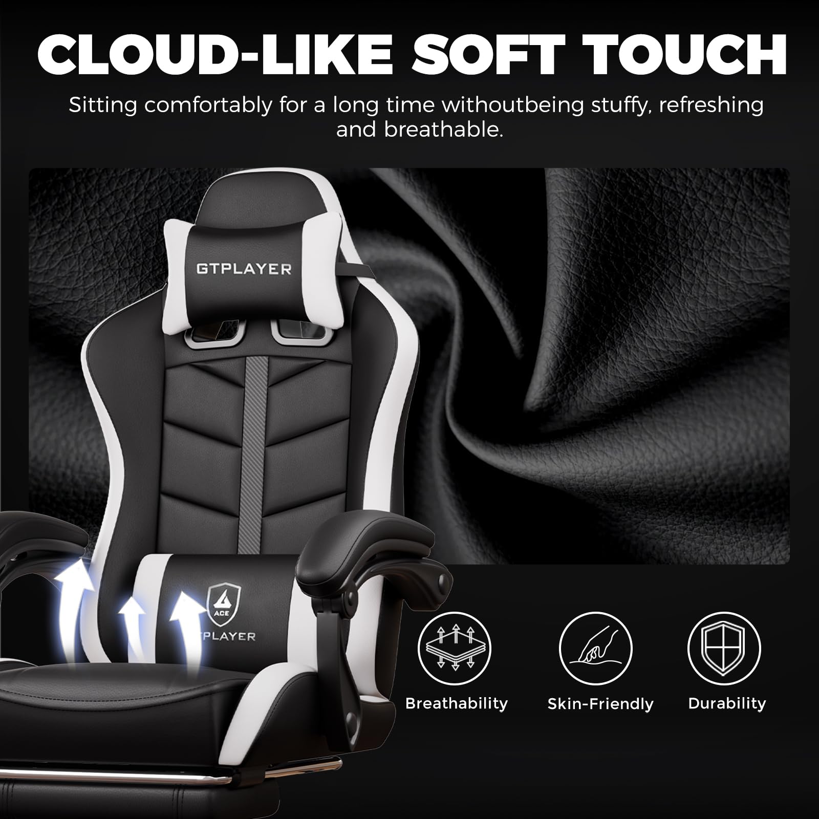Ergonomic Gaming Chair with Footrest - Height Adjustable Reclining Office Chair