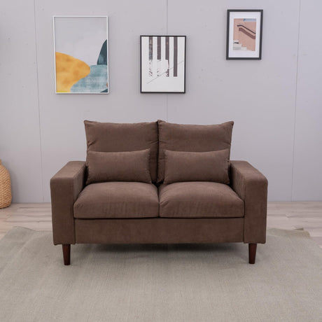 Seater Sofa 2 Seat Loveseat Compact Loveseat Couch Living Room Furniture with Armrest, Brown 2 Seater