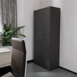 Metal Storage Cabinet with 2 Doors and 4 Shelves, Lockable Steel Storage