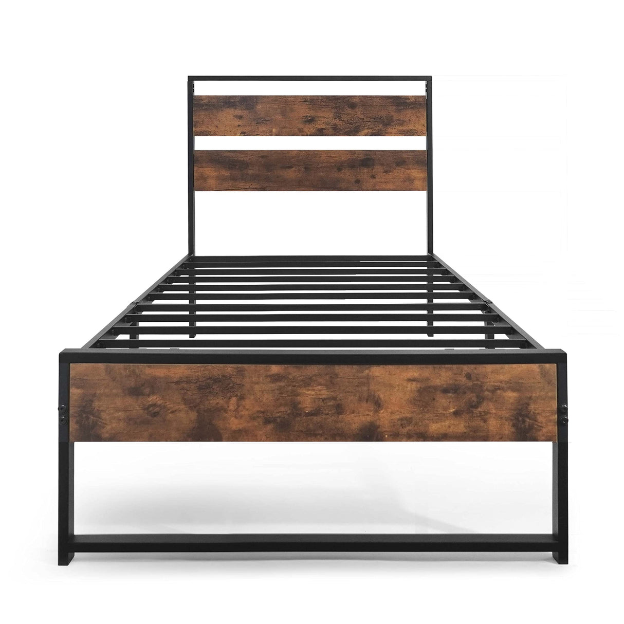 with Wooden Headboard and Footboard, Metal Platform Bed with Premium Steel Frame,
