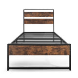 with Wooden Headboard and Footboard, Metal Platform Bed with Premium Steel Frame,