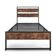 with Wooden Headboard and Footboard, Metal Platform Bed with Premium Steel Frame,