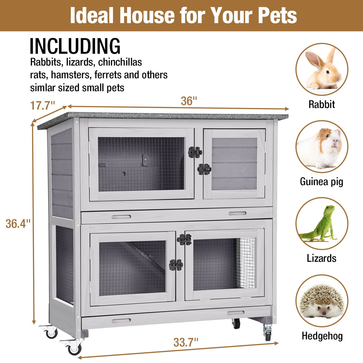 Rabbit Hutch Outdoor Indoor Bunny Cage 2