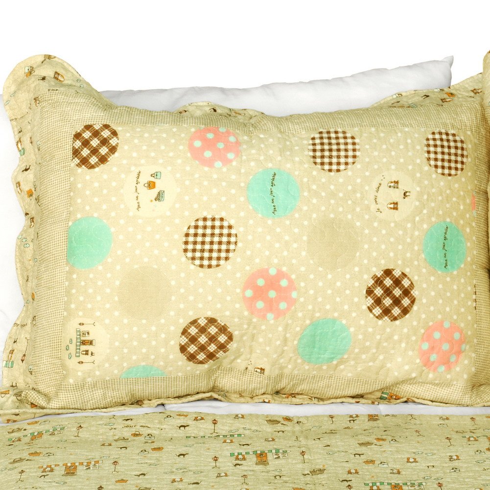 [Corda] 3PC Cotton Vermicelli-Quilted Printed Quilt Set (Full/Queen Size)