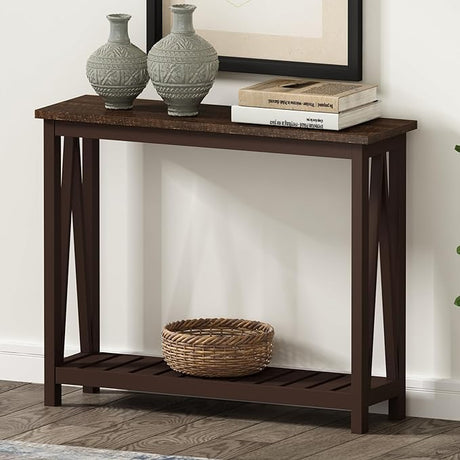 Farmhouse Console Table, Rustic Vintage Narrow Sofa Table for Entryway,