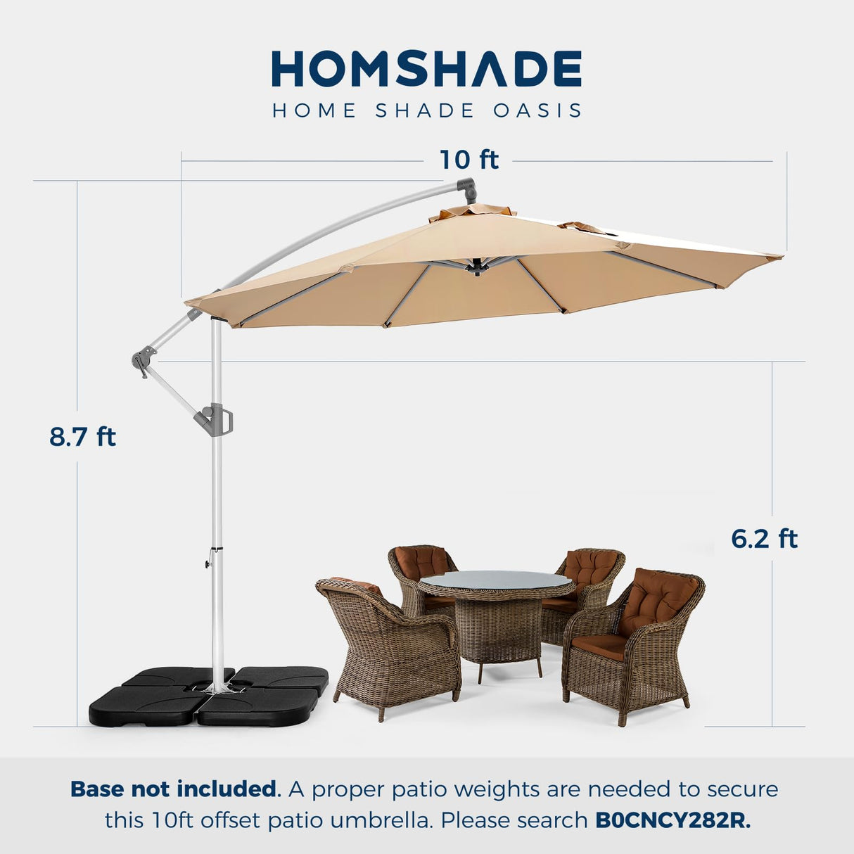 10ft Offset Patio Umbrella - cantilever patio umbrellas, 5-Year Fade Resistant