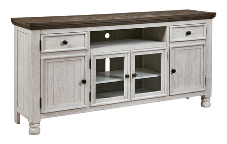 Havalance Farmhouse TV Stand Fits TVs up to 72", 4 Cabinets and Shelves For Storage