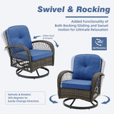 3 Pieces Outdoor Swivel Rocker Patio Chairs