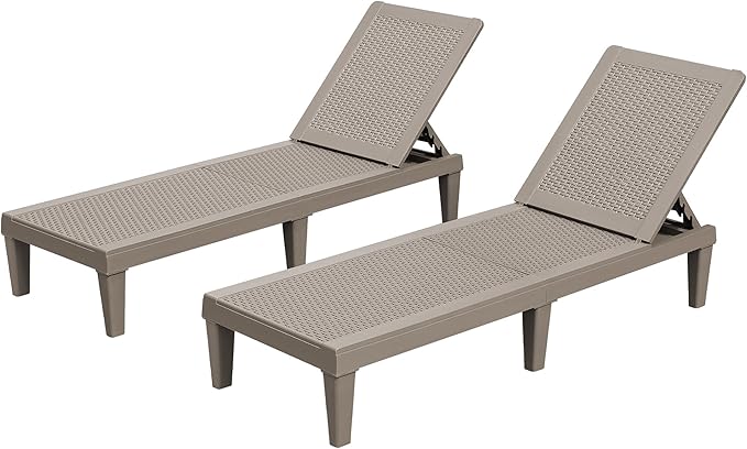 Outdoor Lounge Chairs Set of 2, Quick Assembly & Waterproof Patio Chaise Lounge