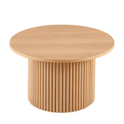 Single Accent Round Coffee Table, 27.5 Inch Oak Color Farmhouse Center Table