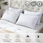 APSMILE Medium Firm Feathers Down/Poly Pillow Standard Size Pack of 1, Luxury Feather Pillow for Sleeping, 100% Organic Cotton Cover Hotel Collection Bed Pillows (White, 20"x26")
