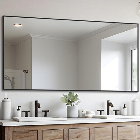 30 x 40 Inch Black Bathroom Vanity Mirror, Black Wall Mirror with Metal Frame,