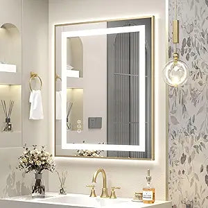 44" x 32" LED Bathroom Mirror, Lighted Bathroom Mirror with Lights, LED Lighted Mirror