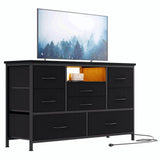 8 Dresser TV Stand with Power Outlet & LED for 55'' TV, Long Dresser for Bedroom