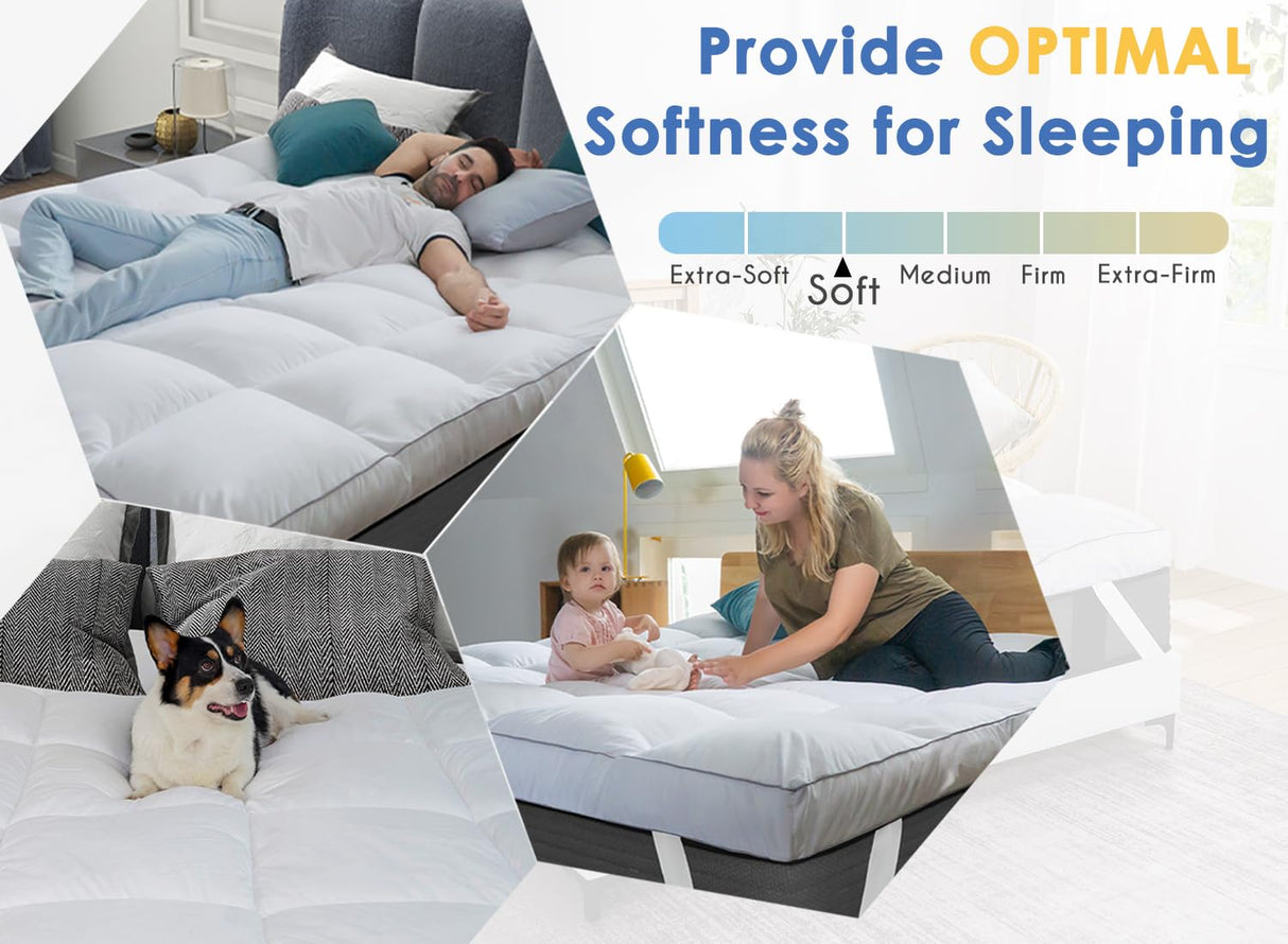 Mattress Topper Queen, Cooling Pillow Top Mattress Topper