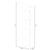 Wooden 9-Shelf Tree Magazine CD Storage Bookcase (White) (QI003457.WT)