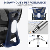 Office Chair, Reclining High Back Mesh Office Chair with Dynamic Lumbar Support,