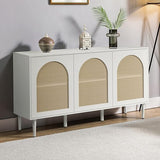 Rattan Sideboard Buffet Cabinet with 3 Doors & Shelves