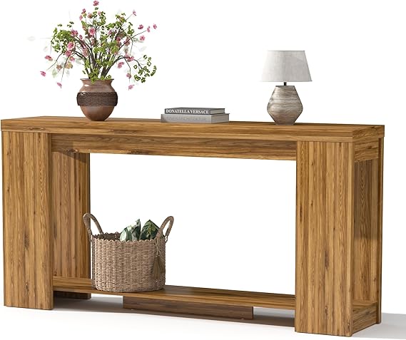 62 Inch Extra Long Console Table with Storage - Farmhouse Entryway Table