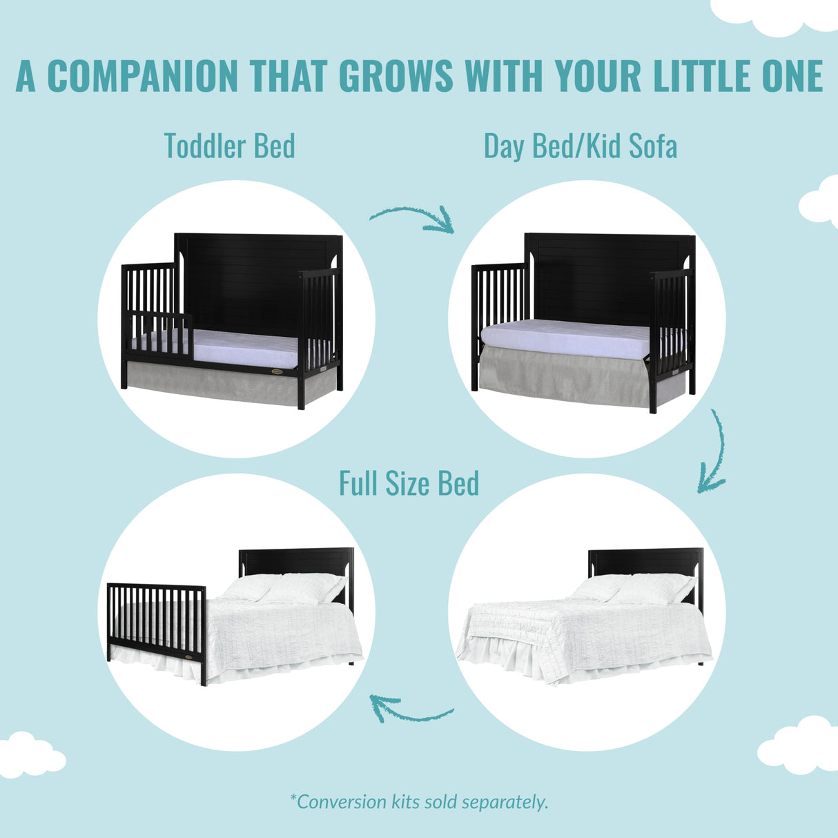 Cape Cod 5-In-1 Convertible Crib In Black, Greenguard Gold And JPMA Certified,