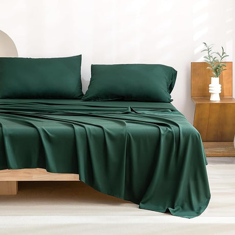 Queen Sheets Set, 100% Viscose Derived from Bamboo, Cooling Summer Bed Sheets Queen Size,