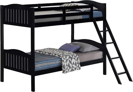 Littleton Twin Over Twin Bunk Bed with Ladder Black