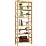 Bamboo Shelf, 6-Tier Adjustable Tall Open Bookcase, Bathroom Storage Rack Freestanding Shelving