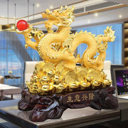 Large 17.8 Inch Chinese Statue Sculpture Dragon Ornament Figurines Feng Shui Decor