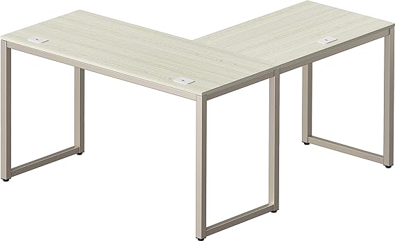 Home Office 55"x60" Large L Shaped Corner Desk, Maple