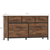 7 Drawer Dresser for Bedroom, Industrial Wood Storage Dressers & Chests of Drawers with Sturdy Steel Frame, Storage Organizer for Bedroom Office Wood, Walnut