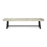 Outdoor Acacia Wood Bench, Sandblast Light Gray Wash