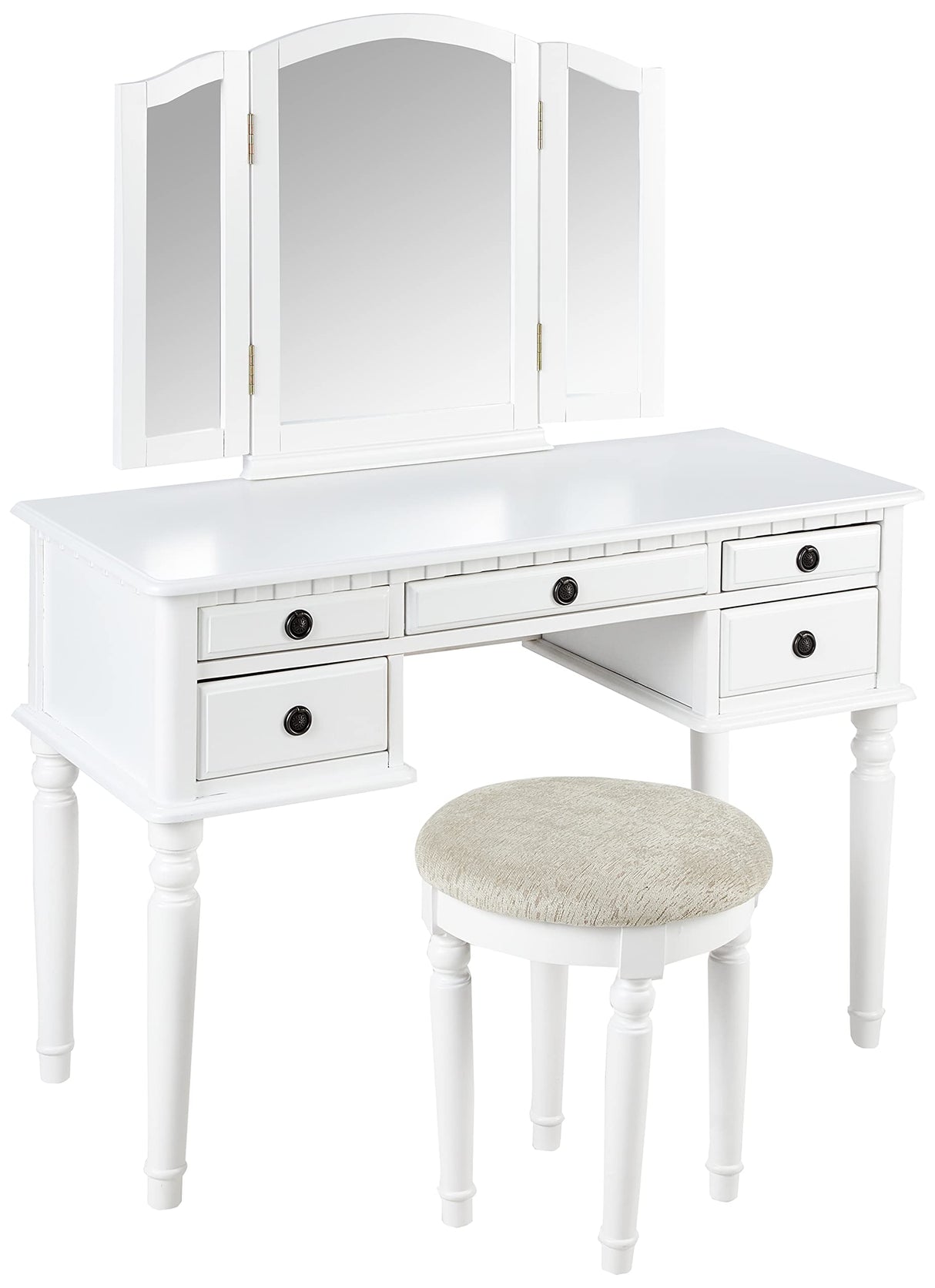 Croix Collection Vanity Set with Stool, F4074, White