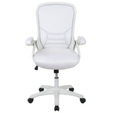 Flash Furniture Porter High-Back Swivel Office Chair with Adjustable Lumbar Support and Height, Ergonomic Mesh Desk Chair with Flip-Up Armrests, White