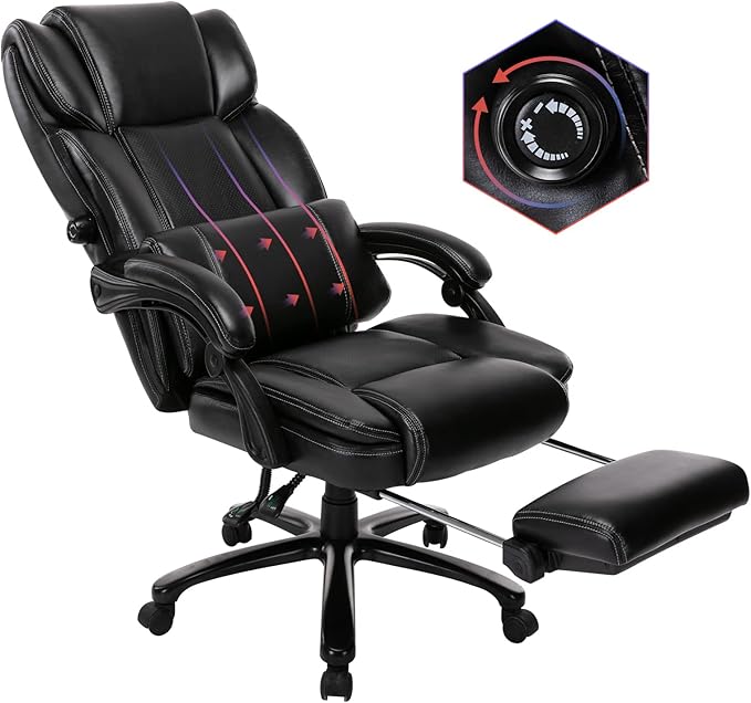 High Back Office Chair with Flip-up Arms, Executive Computer Desk Chair Bonded Leather Adjustable