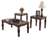 North Shore Traditional Faux Marble 3-Piece Table Set, Includes Coffee Table