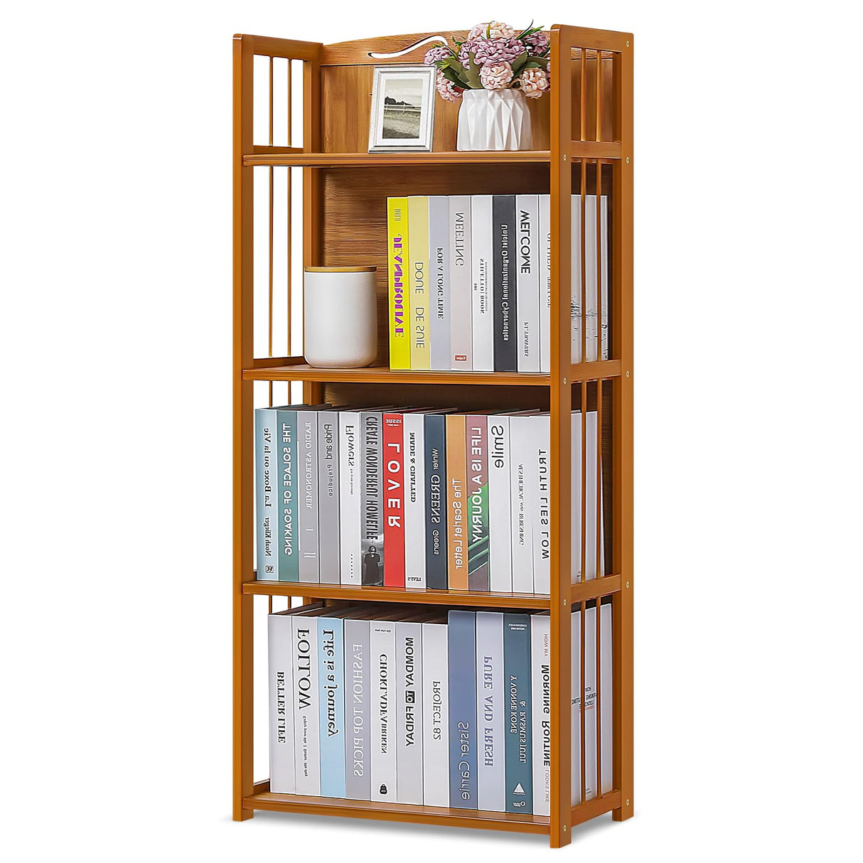 Book Shelf and Bookcase Floorstanding 4-Tier Modern Open Bookshelf Book Case Display Shelf Book Storage Home Decor Furniture for Office Bedroom Living Room