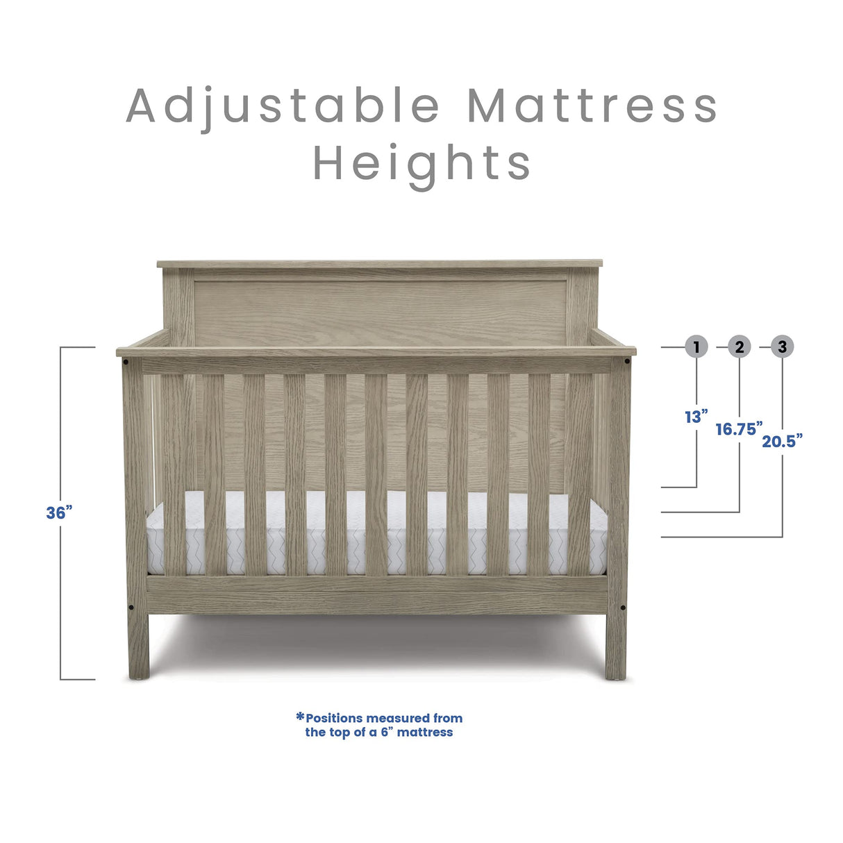 Middleton 4-in-1 Convertible Baby Crib, Textured Limestone