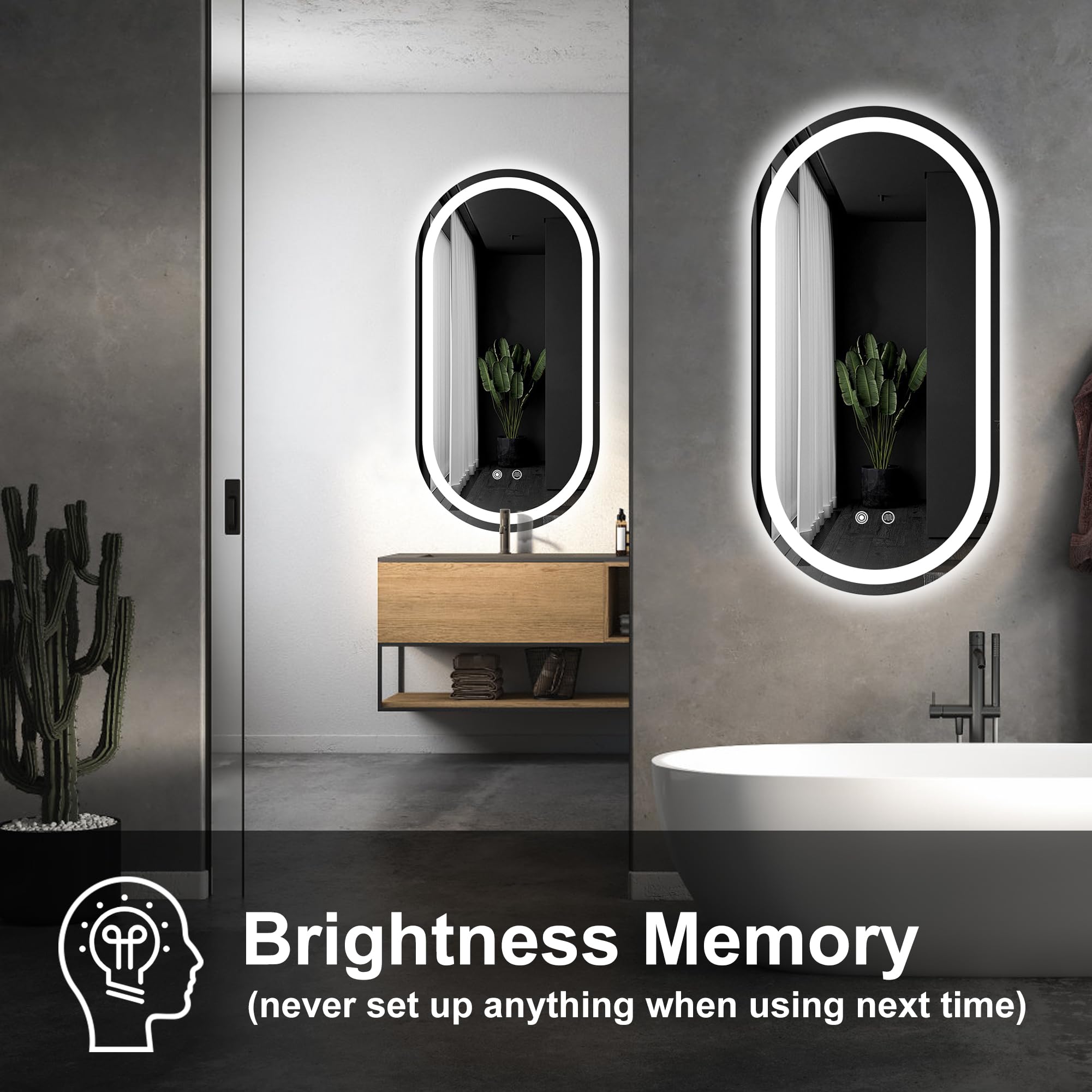 16x32 LED Bathroom Mirror - Anti-Fog Dimmable Vanity Mirror