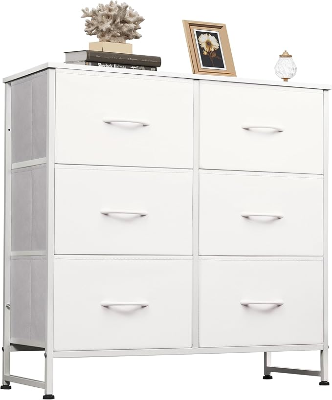 Fabric Dresser for Bedroom, 6 Drawer Double Dresser, Storage Tower