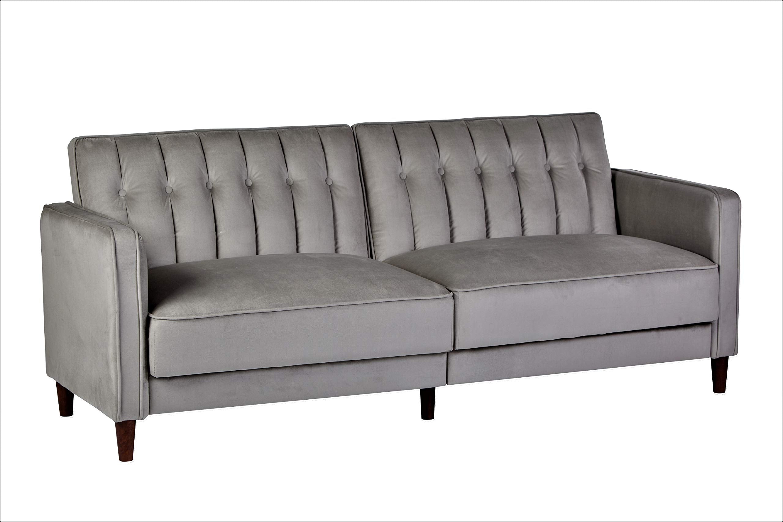 Anastasia Mid Century Modern Velvet Tufted Convertible Sleeper Sofa, 81", Grey