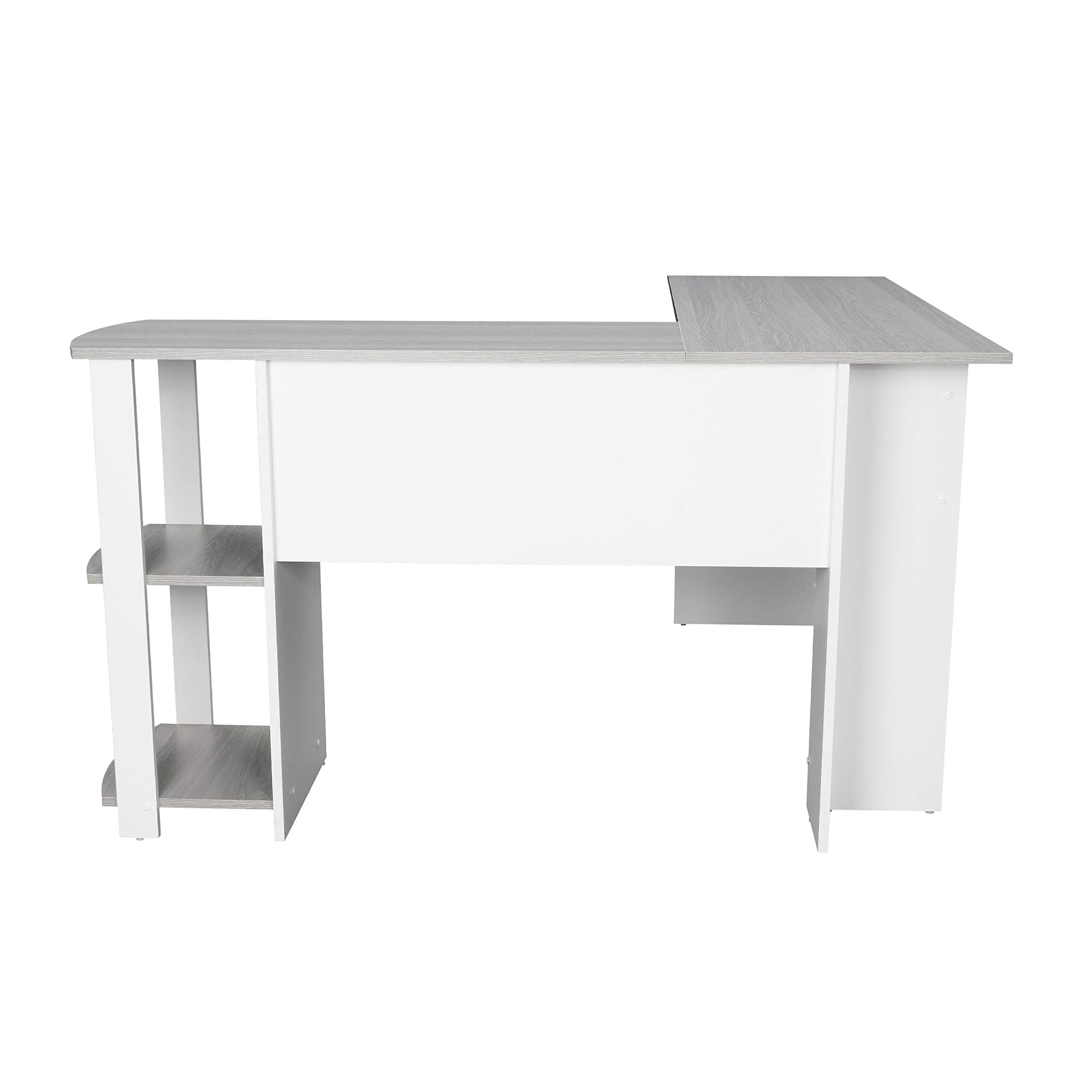 L Shaped Desk - Modern Computer Desk with Corner Bookshelf & Side Storage Shelves