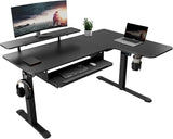 ERGONOMIC Standing Desk with Keyboard Tray, Computer Desk, 61" L Shaped Electric Adjustable Height