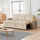 Sectional Sofa Couch, 86" Sleeper Sofa Bed with Storage Racks & Pull Out Sleeper