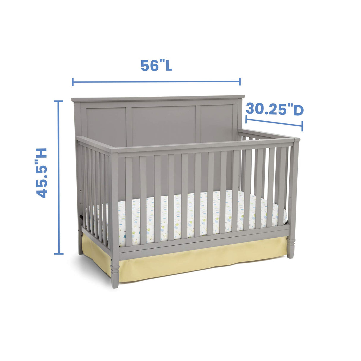 Easton 4-in-1 Convertible Baby Crib, Greenguard Gold Certified, Grey