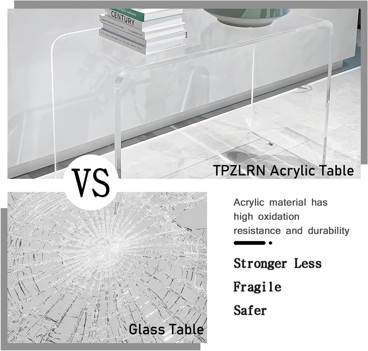 Acrylic Console Table, 37.5” D x 15.25” W x 29.25” H Modern Entryway Table for Hallway