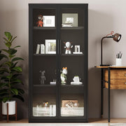 Storage Cabinet with Acrylic Glass Doors and Shelves, Metal Pantry Cabinet